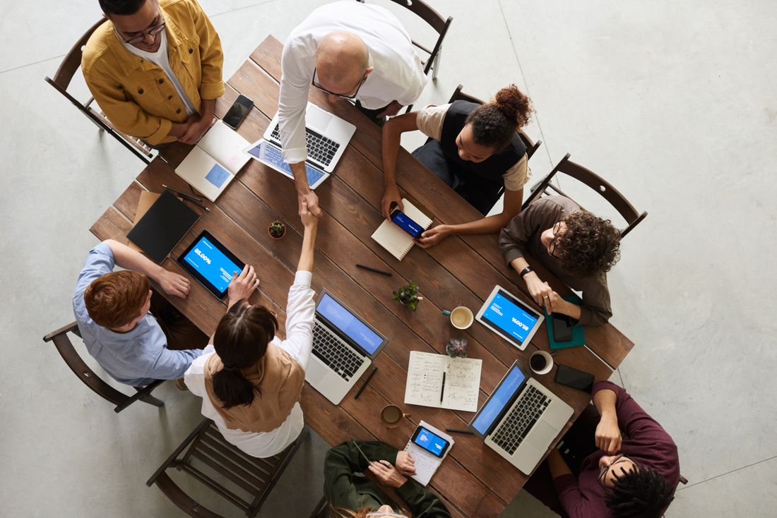 A leadership team in a working session